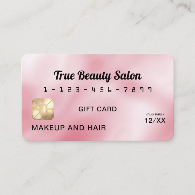 Moderne elegante rosafarbene Silk Credit Gift Card Visitenkarte (Vorderseite)