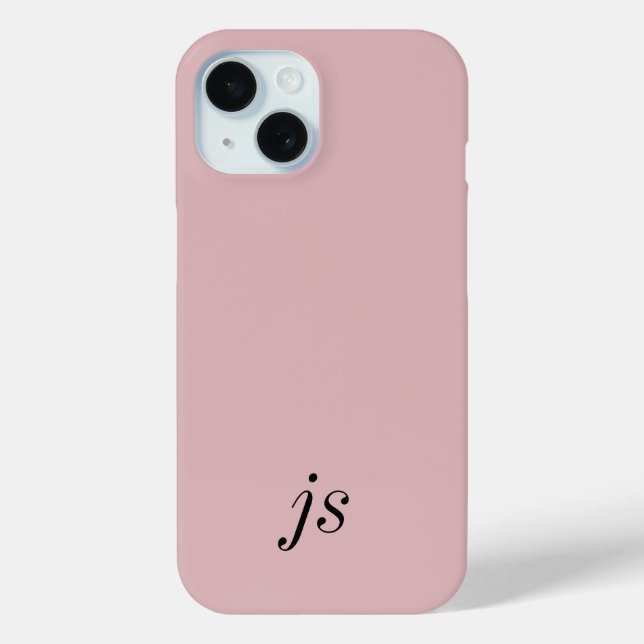 Moderne elegante rosane schwarze Monogramm Anfangs Case-Mate iPhone Hülle (Rückseite)