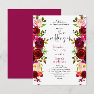 Moderne, elegante Rose aus Burgund, Blumen, rosa H Einladung
