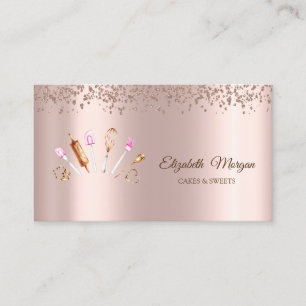 Moderne elegante Rose Gold Diamanten, Bäckereiwerk Visitenkarte
