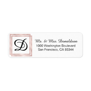 Moderne, elegante Rose Gold Foil Monogram Initiale