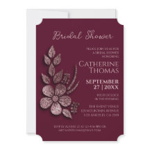 Moderne Elegante Rose Gold Glitzer Blumen & Burgun