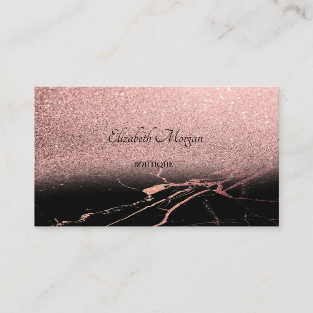Moderne Elegante Rose Gold Glitzer Ombre, Marmor Visitenkarte (Vorderseite)