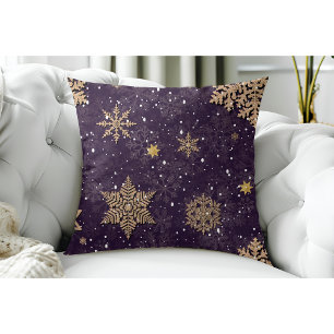 Moderne Elegante Rose Gold Glitzer Schneeflocken L Kissen