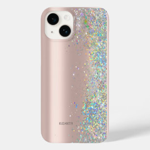 Moderne elegante Rose Gold Glitzer Sequins Case-Mate iPhone 14 Hülle