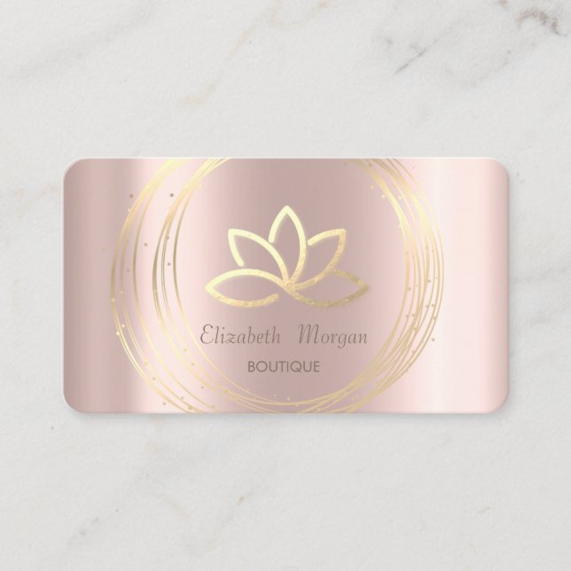Moderne elegante Rose Gold ,Gold Circles Gold Lotu Visitenkarte (Vorderseite)