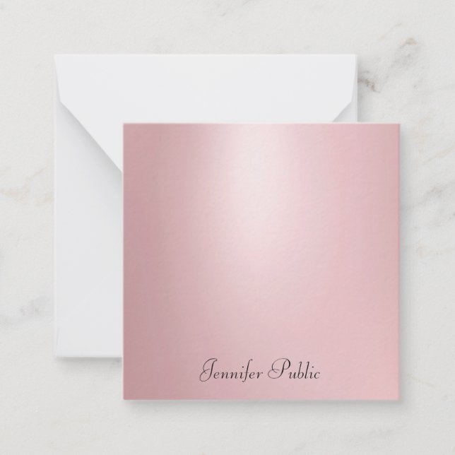 Moderne elegante Rose Gold-Kalligraphische Namenss Mitteilungskarte (Vorderseite)
