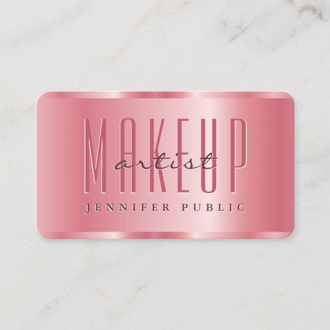 Moderne elegante Rose Gold Luxuriöse Makeup Artist Visitenkarte (Vorderseite)
