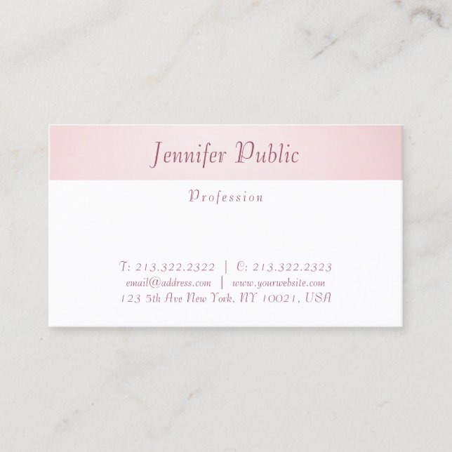 Moderne elegante Rose Gold Trendy Einfache Vorlage Visitenkarte (Vorderseite)