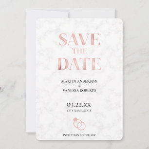 Moderne Elegante Rose Goldmedaille Save The Date