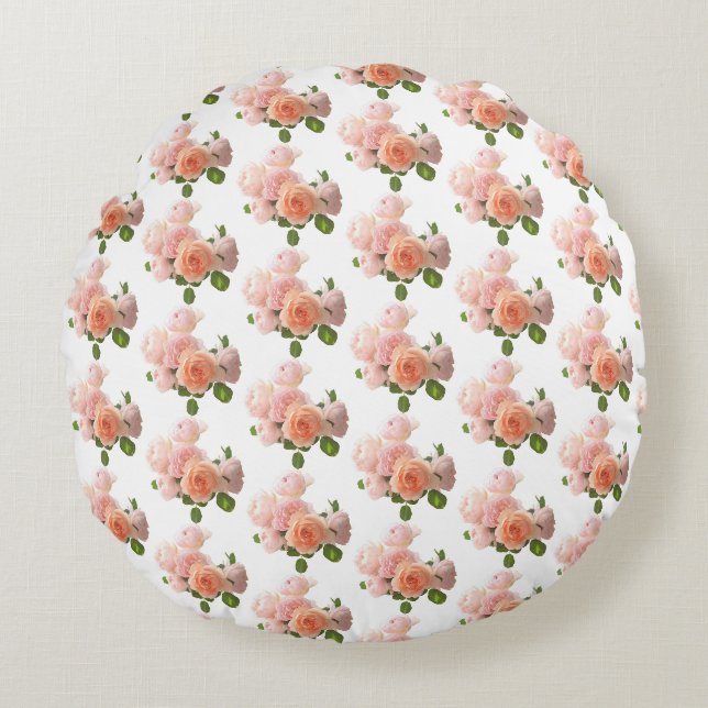 Moderne elegante Rose Moderne Designvorlage Rundes Kissen (Vorderseite)