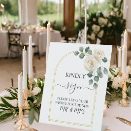 Moderne Elegante Rose und Golden Arch Hochzeit Sockelschild