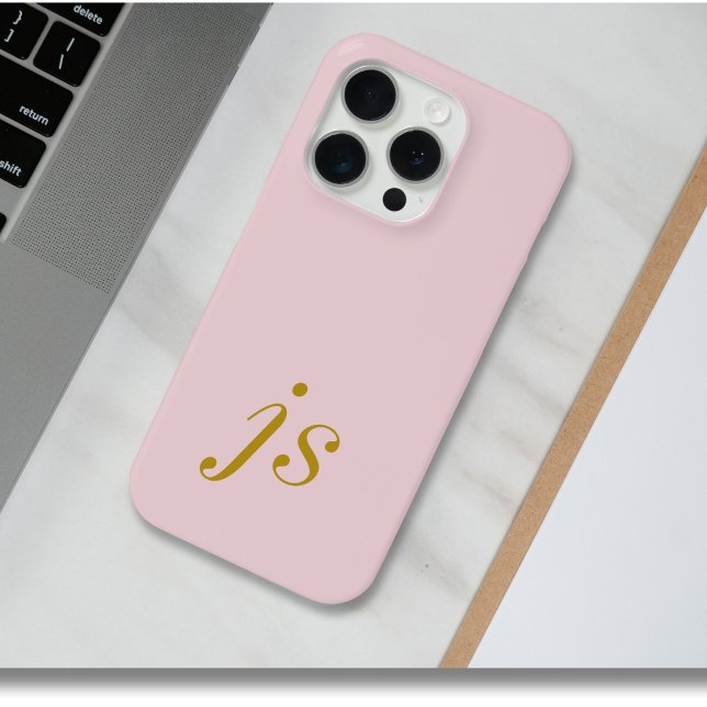Moderne elegante roségoldene Monogramm-Initialen Case-Mate iPhone Hülle (Von Creator hochgeladen)
