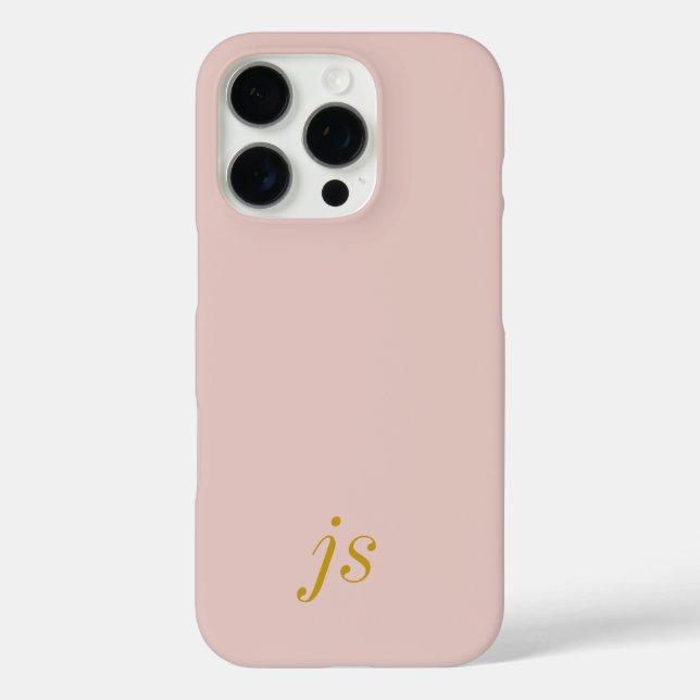 Moderne elegante roségoldene Monogramm-Initialen iPhone 16 Pro Hülle (Rückseite)