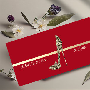 Moderne elegante, rote Diamanten High Heels Mini Visitenkarte