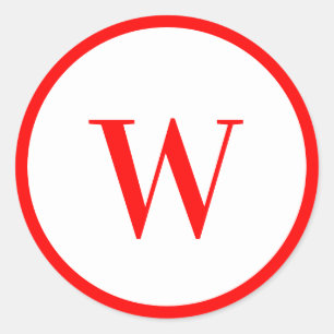 Moderne Elegante Rote Monogramm-Initiale Runder Aufkleber