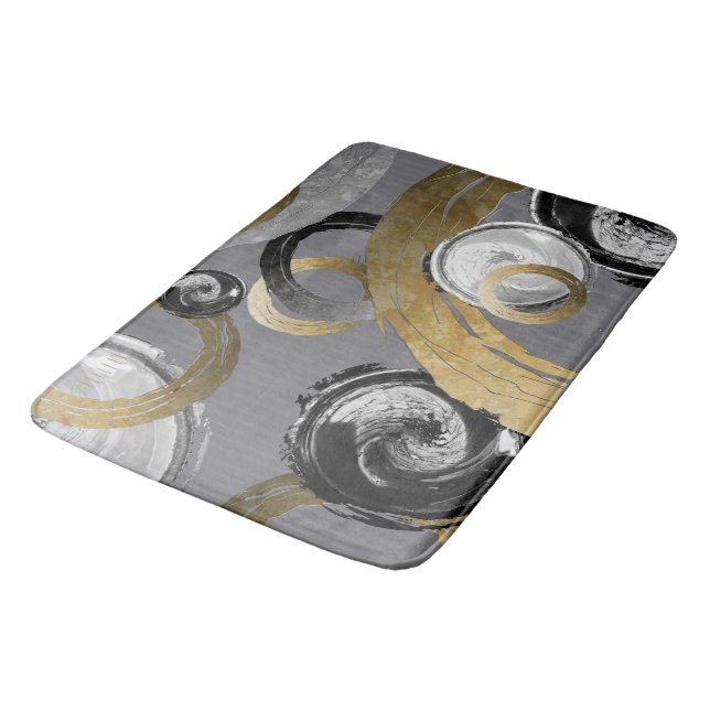 Moderne elegante Rough Rings Circles Abstrakt Badematte (Schrägansicht)