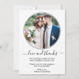 Moderne, elegante Round-Foto-Frame-Hochzeit Dankeskarte