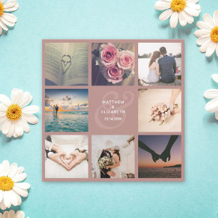 Moderne elegante rustikale Rosa-Fotocollage Hochze Save The Date