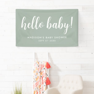 Moderne elegante Sage Green Baby Dusche Banner