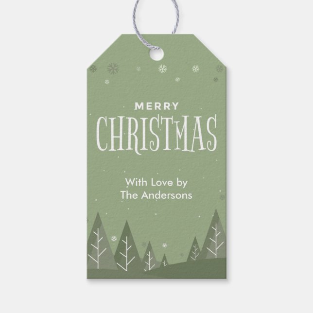 Moderne elegante Sage Green Frohe Weihnachten Geschenkanhänger (Vorderseite)