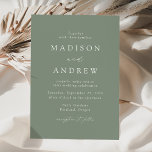 Moderne Elegante Sage Green Wedding Einladung<br><div class="desc">Minimalistische,  moderne Einladungen für Hochzeitsfeiern,  die Ihre Hochzeitsdetails in weißer Schrift mit Akzenten der Kalligraphie enthalten. Der grün von Salbei kann in eine Farbe Ihrer Wahl geändert werden. Entworfen,  um mit unserer Hochzeitskollektion "Moderne Elegance" zu koordinieren.</div>