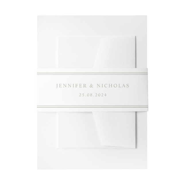 Moderne Elegante Sage Green Wedding Einladungsbanderole (Vorderseite Beispiel)