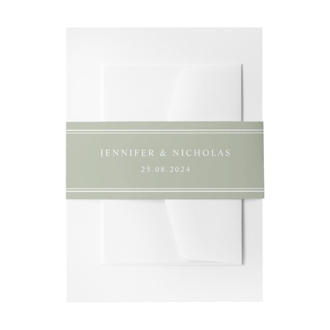 Moderne Elegante Sage Green Wedding Einladungsbanderole (Vorderseite Beispiel)