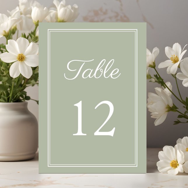 Moderne Elegante Sage Green Wedding Tischnummer (Modern Elegant Sage Green Wedding Table Number)