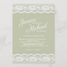 Moderne elegante Sage Green White Lace Hochzeit