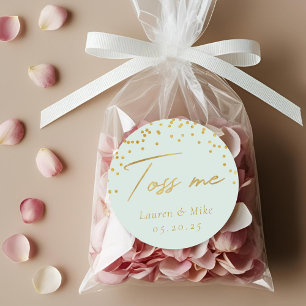 Moderne elegante Sage Toss Me Hochzeitskonfetti Ge Runder Aufkleber
