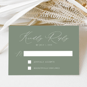 Moderne elegante salbeigrüne Hochzeit RSVP Karte