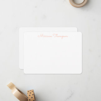 Moderne Elegante Saubere Girly Orange Name Mitteilungskarte