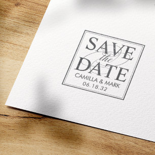 Moderne Elegante Save the Date Personalisierte Bri Permastempel