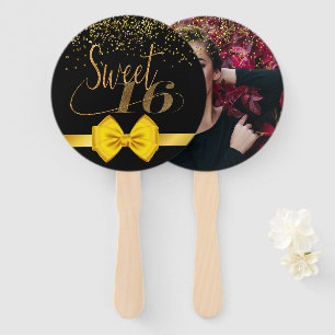 Moderne elegante, schick schwarz und gold süß 16 fächer