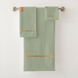 Moderne, elegante, schlanke mit Monogramm Streifen Badhandtuch Set