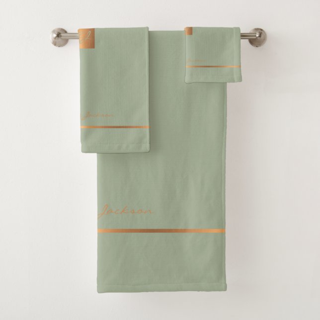 Moderne, elegante, schlanke mit Monogramm Streifen Badhandtuch Set (Insitu)