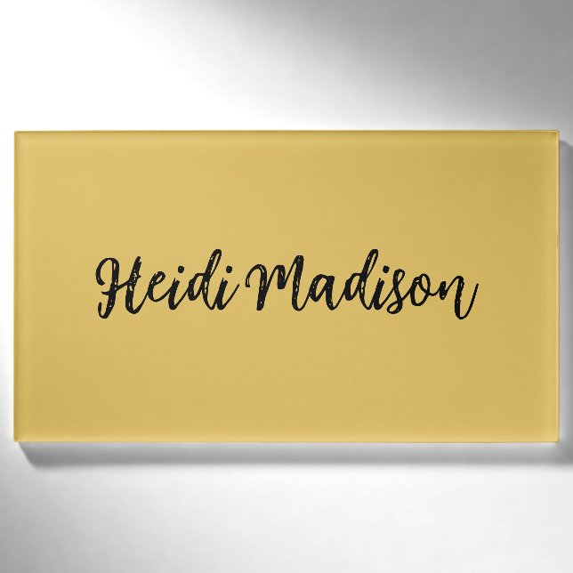 Moderne Elegante Schlichte, einfache Goldfarbenkal Namenschild (Vorderseite)