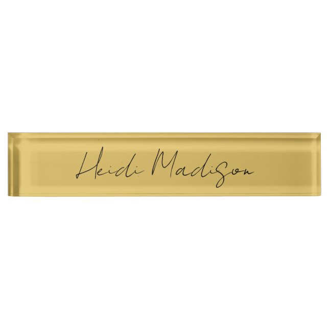 Moderne Elegante Schlichte, einfache Goldfarbenkal Namensplakette (Vorderseite)