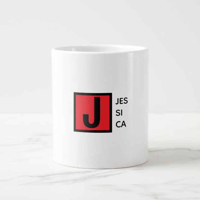 Moderne elegante schlichte professionelle Monogram Jumbo-Tasse (Vorderseite)