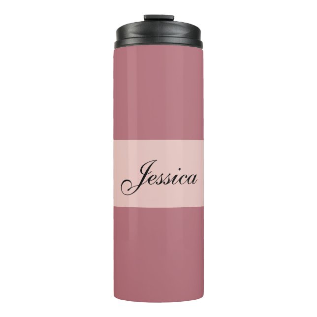Moderne Elegante Schlichte Rose Gold Ihr Name Thermosbecher (Vorderseite)