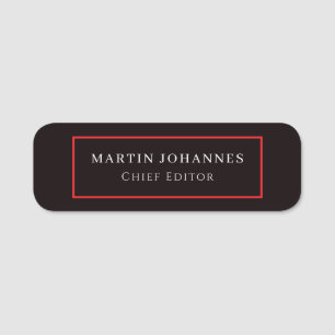 Moderne Elegante Schlichte Schwarze Minimalistisch Namensschild