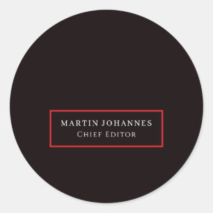 Moderne Elegante Schlichte Schwarze Minimalistisch Runder Aufkleber