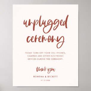 Moderne, elegante Schneepinke Unplugged Zeremonie Poster