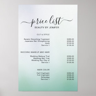Moderne elegante Schönheitssalon-Preisliste Poster