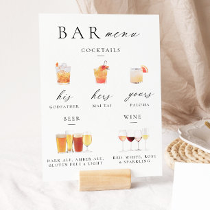Moderne elegante Schrift-Bar-Menü-Signatur Poster