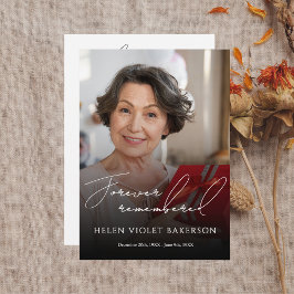 Moderne elegante Schrift Foto-Trauerkarte Flach Programm