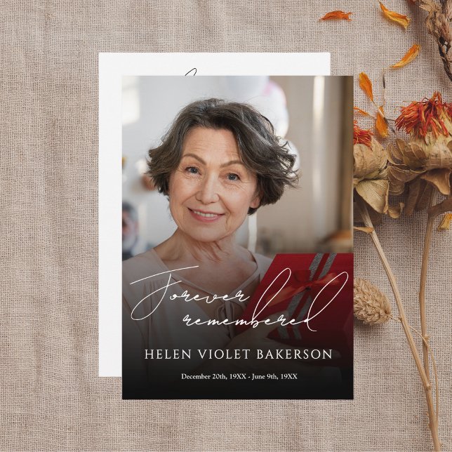 Moderne elegante Schrift Foto-Trauerkarte Flach Programm (Von Creator hochgeladen)