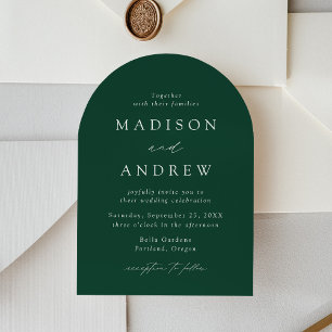 Moderne elegante Schrift Grüne Bogen Hochzeit Einladung