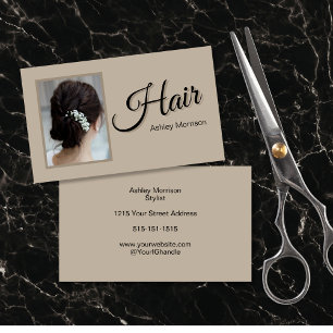 Moderne elegante Schrift Haarstylist Beige Visitenkarte